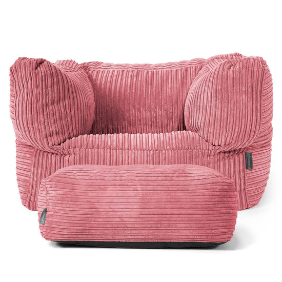 Albert Pouf Fauteuil Design - Côtelé Corail 02