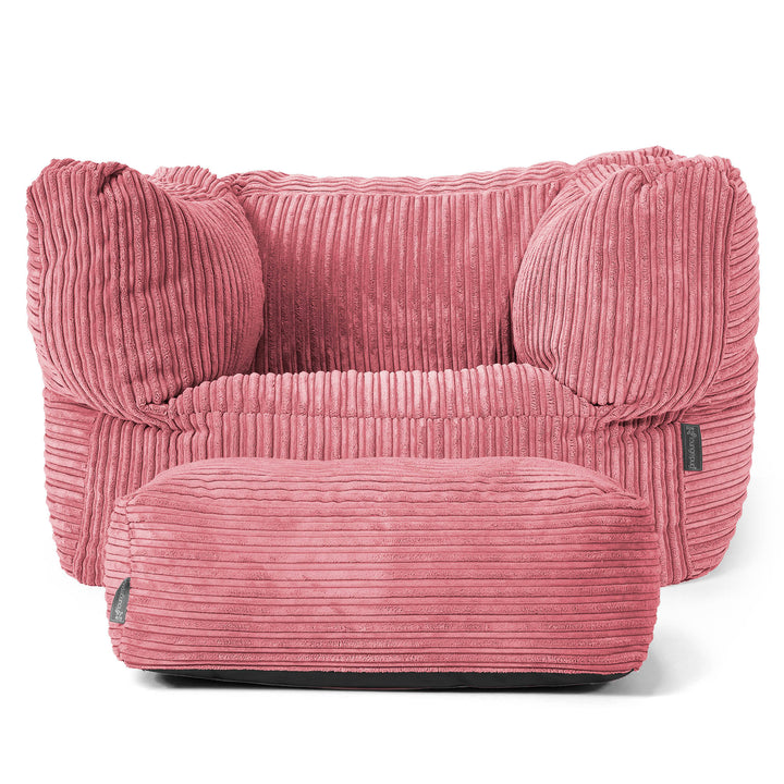 Albert Pouf Fauteuil Design - Côtelé Corail 02