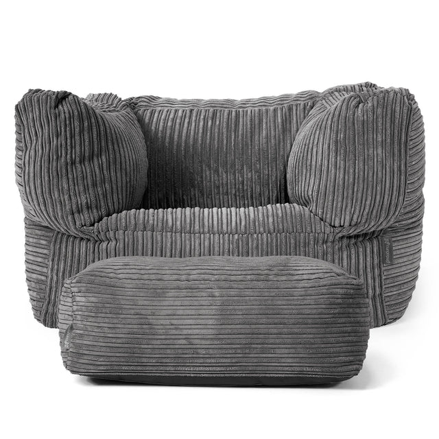 Albert Pouf Fauteuil Design - Côtelé Gris Ardoise 02