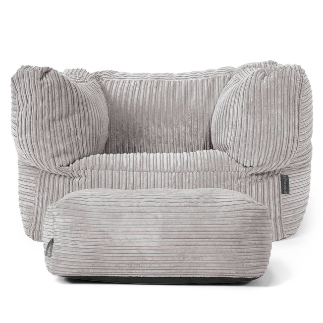 Albert Pouf Fauteuil Design - Côtelé Gris Argent 02