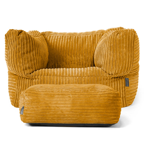 Albert Pouf Fauteuil Design - Côtelé Miel doré 02