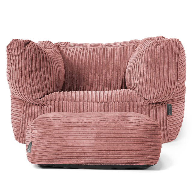 Albert Pouf Fauteuil Design - Côtelé Pêche 02