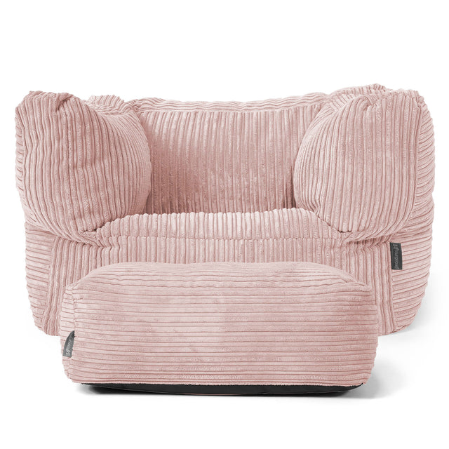 Albert Pouf Fauteuil Design - Côtelé Rose 02