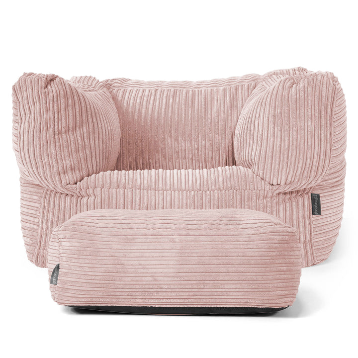 Albert Pouf Fauteuil Design - Côtelé Rose 02