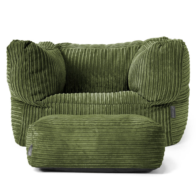 Albert Pouf Fauteuil Design - Côtelé Vert Forêt 02