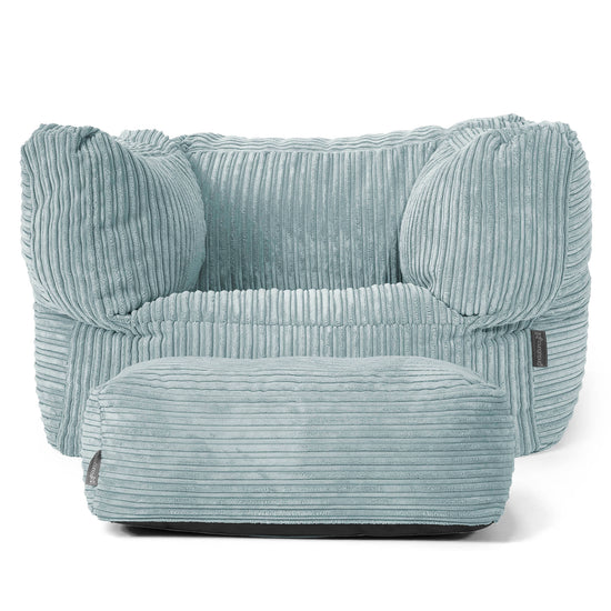 Albert Pouf Fauteuil Design - Côtelé Verte Menthe 02