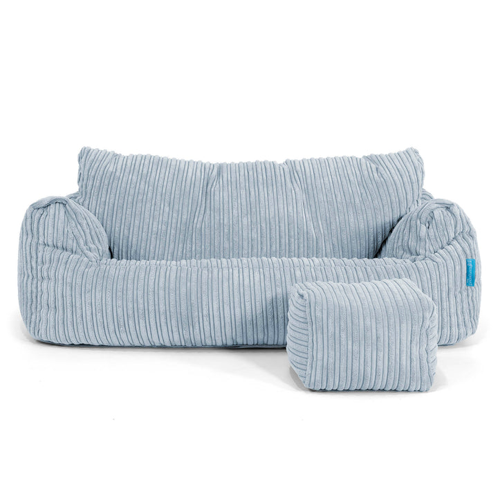 Joséphine Canapé Pouf pour Enfant 1-5 ans - Côtelé Bébé Bleu 02