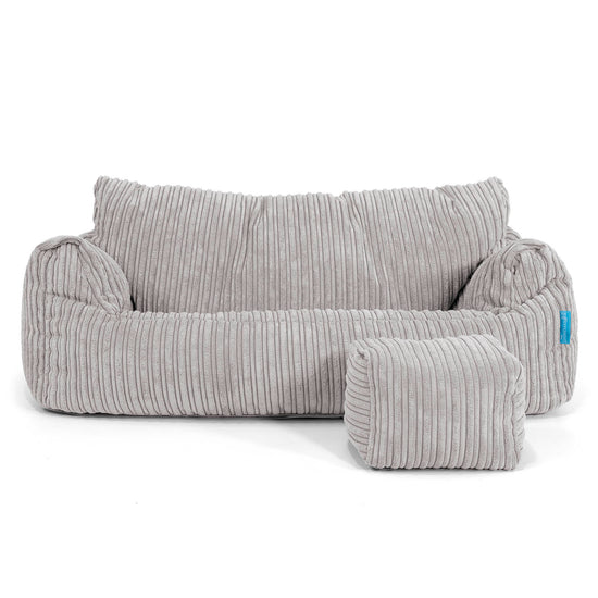 Joséphine Canapé Pouf pour Enfant 1-5 ans - Côtelé Gris Argent 02