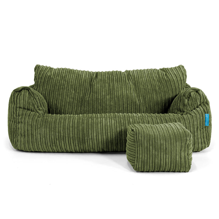 Joséphine Canapé Pouf pour Enfant 1-5 ans - Côtelé Vert Forêt 02