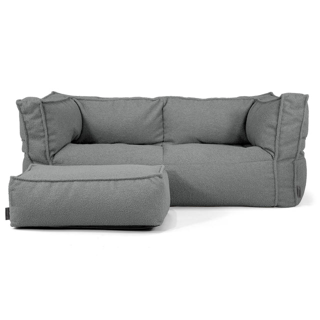 Canapé Pouf Albert 2 places - Bouclé Gris
