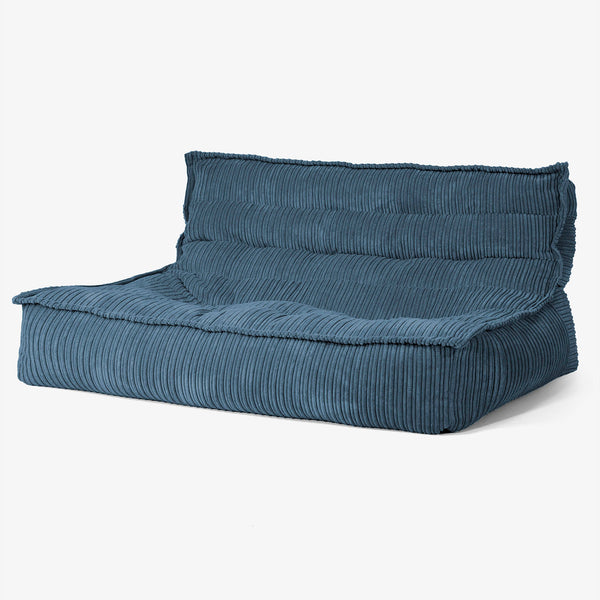 Canapé Pouf de Sol Oliver - Côtelé Bleu Marine 01