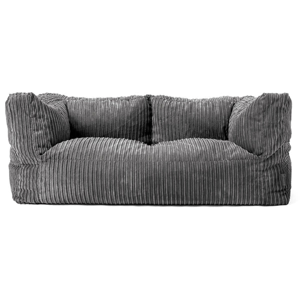Canapé Pouf Albert 2 places - Côtelé Gris Ardoise 01