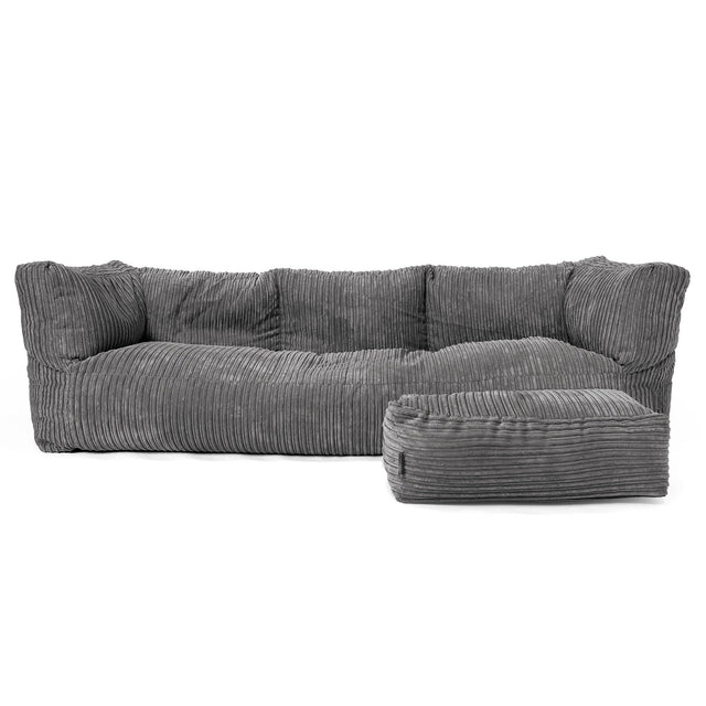 Canapé Pouf Albert 3 places - Côtelé Gris Ardoise 02