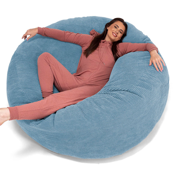 Canapé Pouf Géant Grande Mammouth - Pompon Bleu Ciel 01