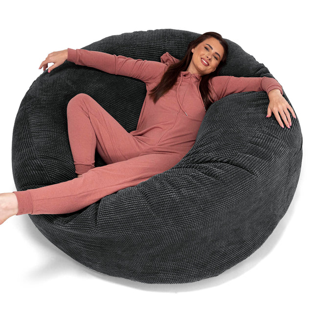 Canapé Pouf Géant Grande Mammouth - Pompon Noir 01