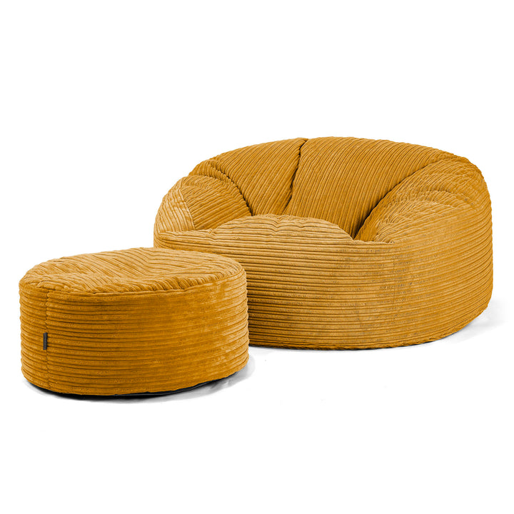 Canapé Pouf Géant Mammouth - Côtelé Miel doré 02