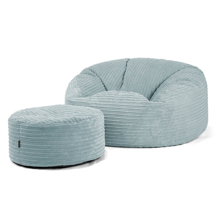 Canapé Pouf Géant Mammouth - Côtelé Vert Menthe 02