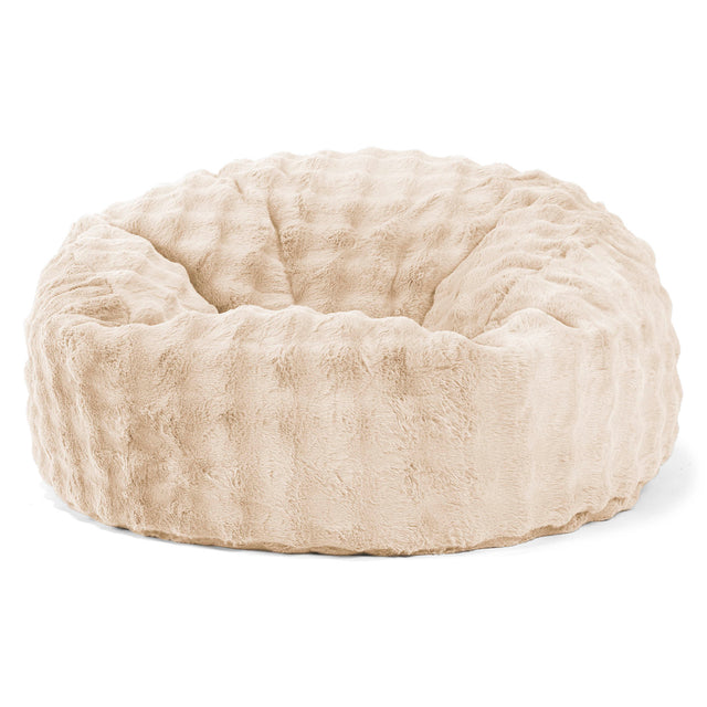 Canapé Pouf Géant Mammouth - Fausse Fourrure à Bulles Crème 01