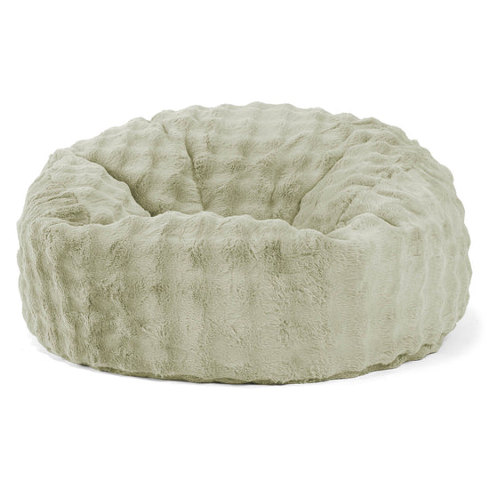Canapé Pouf Géant Mammouth - Fausse Fourrure à Bulles Vert Sauge 01