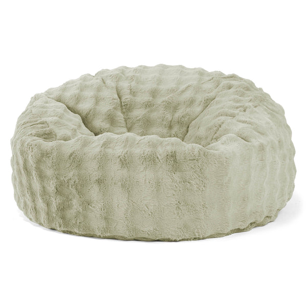 Canapé Pouf Géant Mammouth - Fausse Fourrure à Bulles Vert Sauge 01