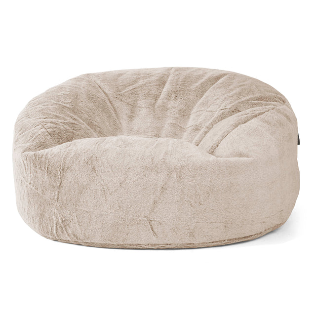 Canapé Pouf Géant Mammouth - Fausse Fourrure Lapin Brun Doré 01