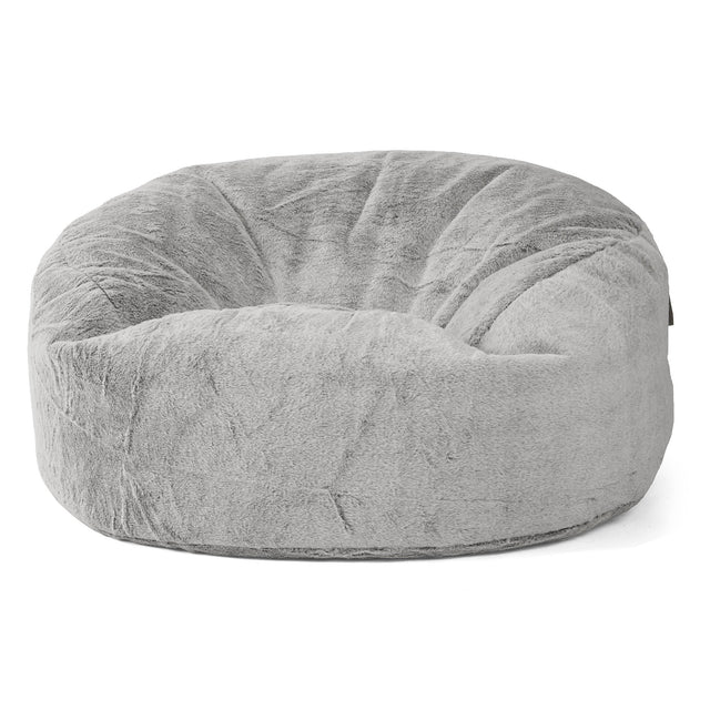 Canapé Pouf Géant Mammouth - Fausse Fourrure Lapin Gris clair 01