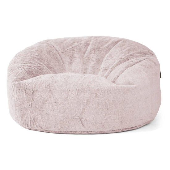 Canapé Pouf Géant Mammouth - Fausse Fourrure Lapin Rose Pastel 01