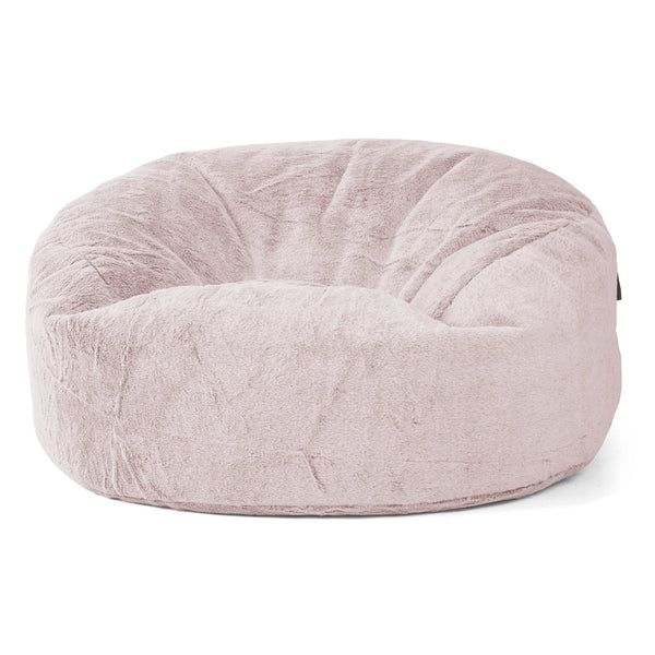 Canapé Pouf Géant Mammouth - Fausse Fourrure Lapin Rose Pastel 01