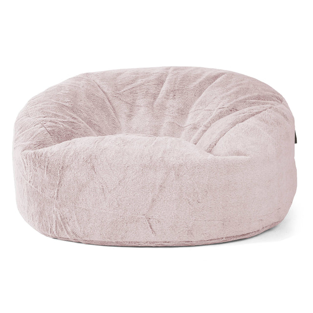 Canapé Pouf Géant Mammouth - Fausse Fourrure Lapin Rose Pastel 01