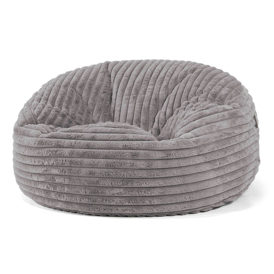 Canapé Pouf Géant Mammouth - Velours Côtelé Ultra Pelucheux Gris 01