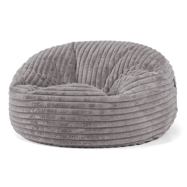 Canapé Pouf Géant Mammouth - Velours Côtelé Ultra Pelucheux Gris 01