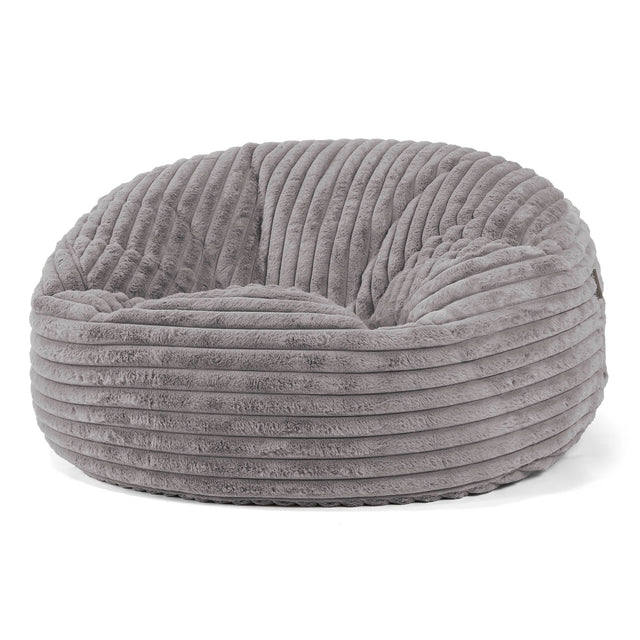 Canapé Pouf Géant Mammouth - Velours Côtelé Ultra Pelucheux Gris 01