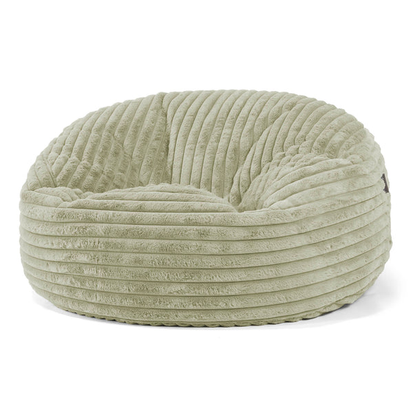 Canapé Pouf Géant Mammouth - Velours Côtelé Ultra Pelucheux Vert Sauge 01