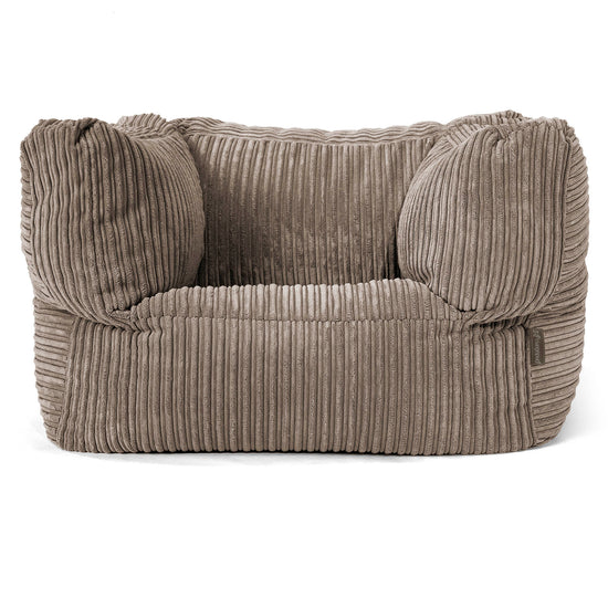 Albert Pouf Fauteuil Design - Côtelé Grège 01