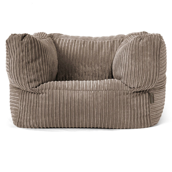Albert Pouf Fauteuil Design - Côtelé Grège 01