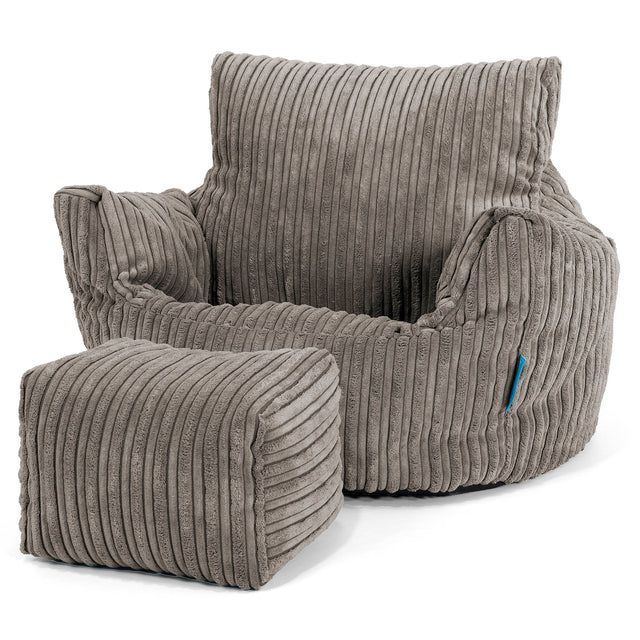 Fauteuil Pouf Bambin 1-3 ans - Côtelé Anthracite 02