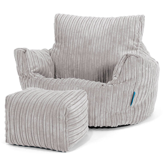 Fauteuil Pouf Bambin 1-3 ans - Côtelé Gris Argent 02
