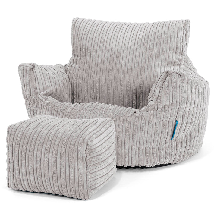 Fauteuil Pouf Bambin 1-3 ans - Côtelé Gris Argent 02