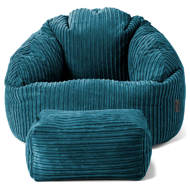 Pouf Chaise Bubble - Côtelé Bleu Canard 02