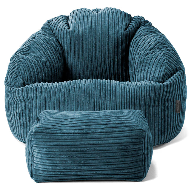Pouf Chaise Bubble - Côtelé Bleu Marine 02