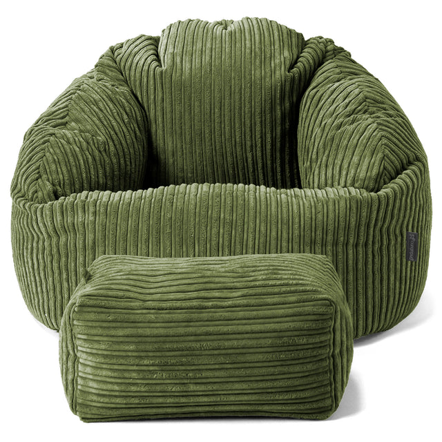 Pouf Chaise Bubble - Côtelé Vert Forêt 02