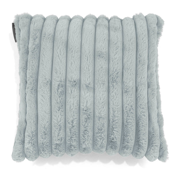 Housse de Coussin 47 x 47cm - Velours Côtelé Ultra Pelucheux Bleu Dragé 01