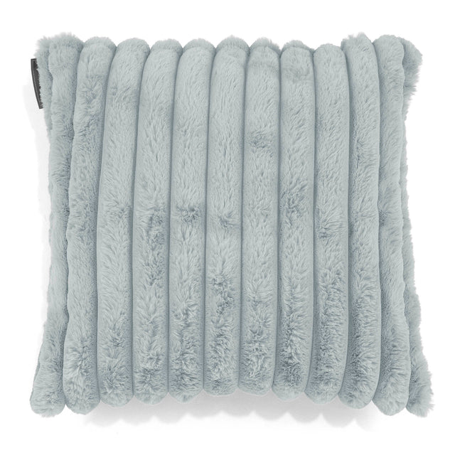 Housse de Coussin 47 x 47cm - Velours Côtelé Ultra Pelucheux Bleu Dragé 01