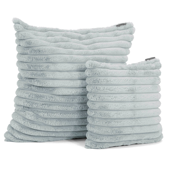 Housse de Coussin 47 x 47cm - Velours Côtelé Ultra Pelucheux Bleu Dragé 02