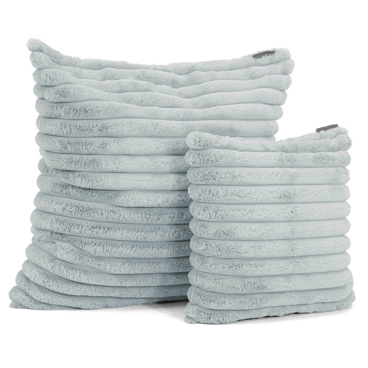Housse de Coussin 47 x 47cm - Velours Côtelé Ultra Pelucheux Bleu Dragé 02