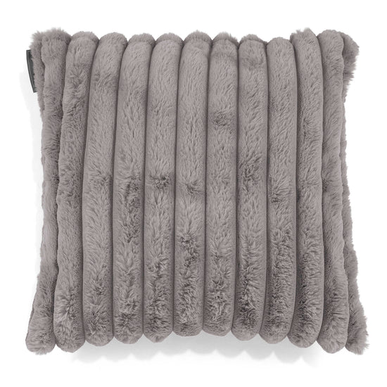 Housse de Coussin 47 x 47cm - Velours Côtelé Ultra Pelucheux Gris 01