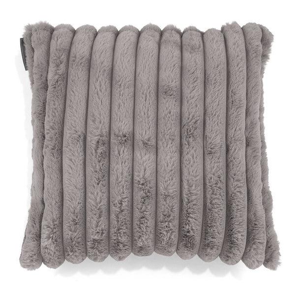 Housse de Coussin 47 x 47cm - Velours Côtelé Ultra Pelucheux Gris 01