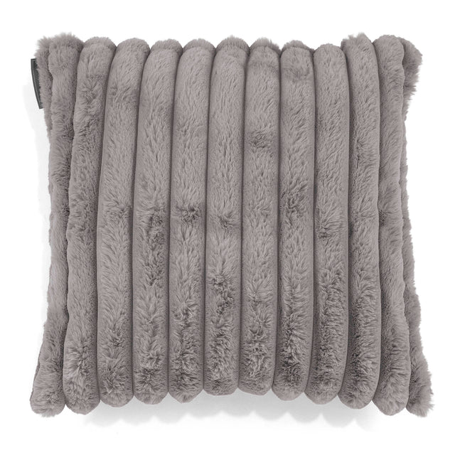 Housse de Coussin 47 x 47cm - Velours Côtelé Ultra Pelucheux Gris 01
