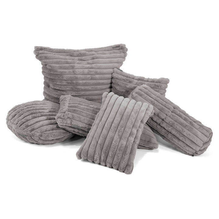 Housse de Coussin 47 x 47cm - Velours Côtelé Ultra Pelucheux Gris 03