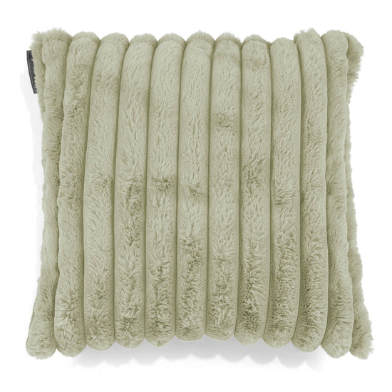 Housse de Coussin 47 x 47cm - Velours Côtelé Ultra Pelucheux Vert Sauge 01